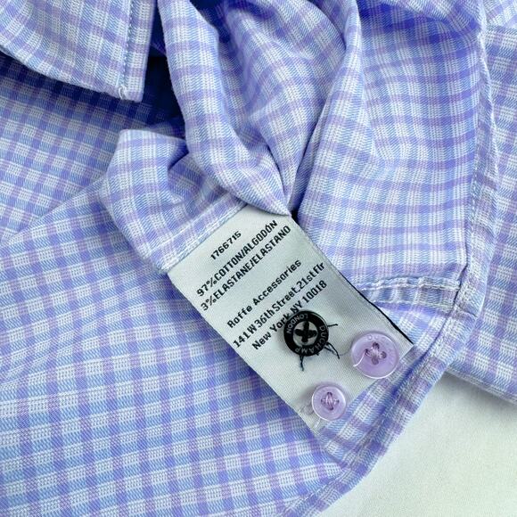 Duchamp Dress Shirt Mens M 15.5 Purple & Blue Check Tailored Fit London - Picture 4 of 5